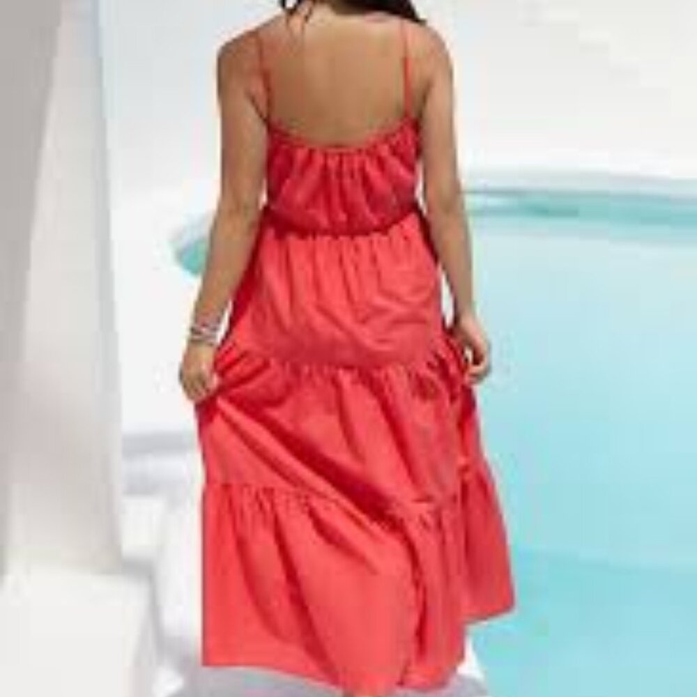 Anthropologie Charlie Holiday Jenna Linen Blend Maxi Dress Oversize Size 10 NWT - Picture 5 of 14